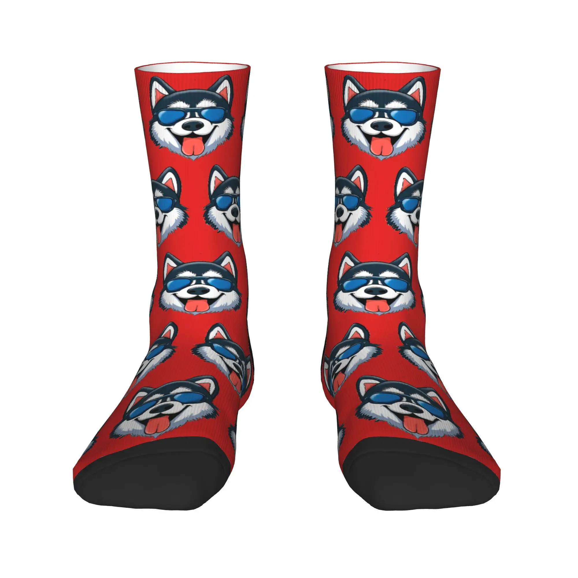 Fun Cartoon Socks Merch For Men Women Husky Rocking Sunnies Cozy Socks Cozy Birthday Present