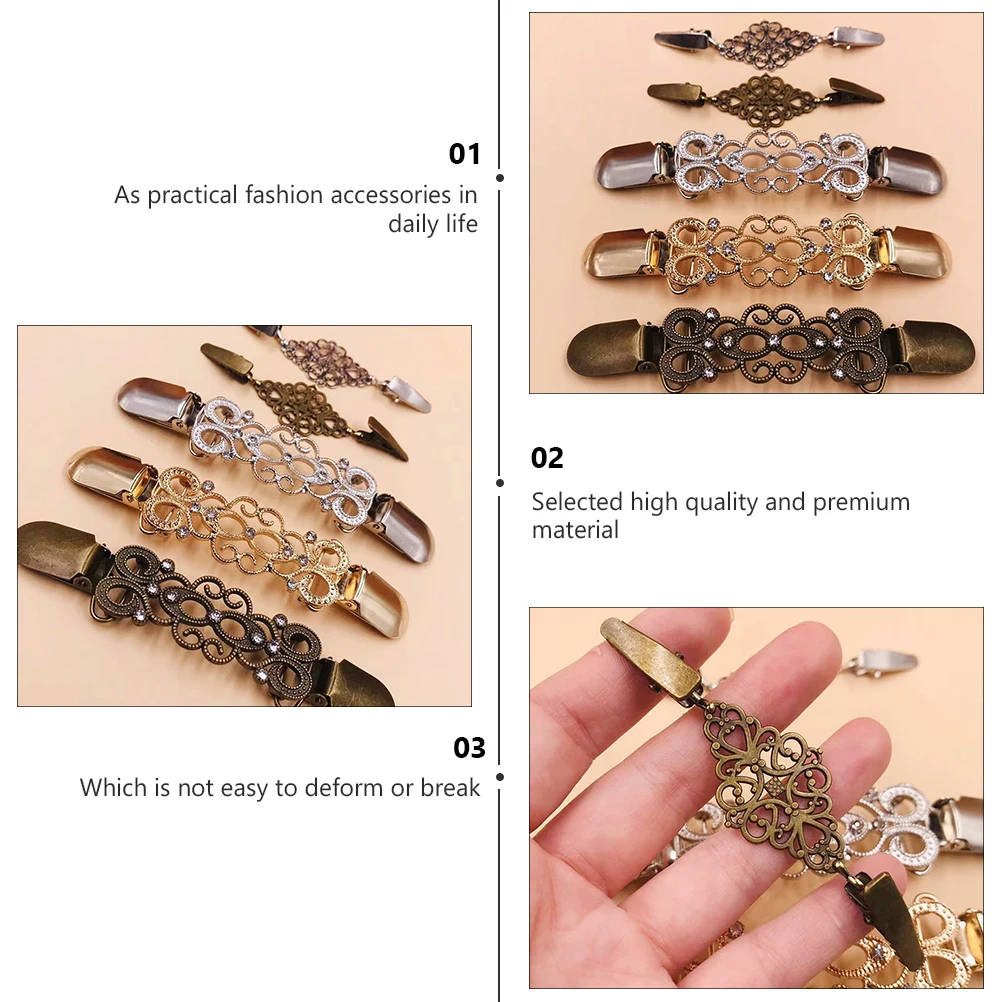 

5 Pcs Cardigan Clips for Women Sweater Brooch Shawl Accessories Tighten Clothing High Quality Alloy Long Term Use
