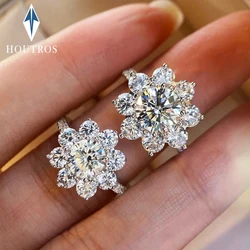 2 Carat Sunflower Real Moissanite Engagement Rings For Women 925 Sterling Silver 18K White Gold Plated Wedding Band with GRA