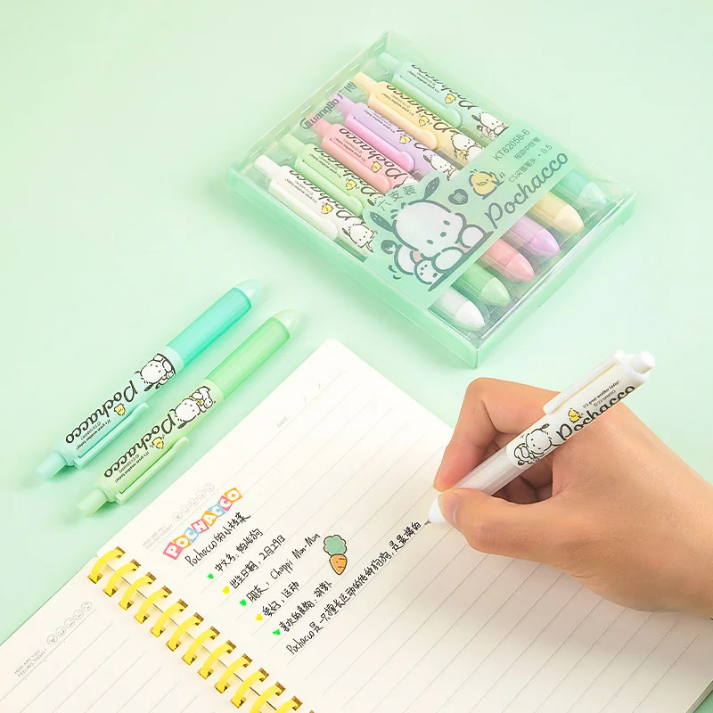 Imagem -05 - Sanrio Kawaii Pochacco Imprensa Canetas Gel para a Escrita Tinta Preta Bonito Caneta Neutra Escritório e Material Escolar 05 Milímetros 36 Pcs por Lote