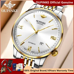 OUPINKE Ultra Thin Automatic Mechanical Watch for Men Original Swiss Movement Luxury Sapphire Mirror Waterproof Man Wristwatches