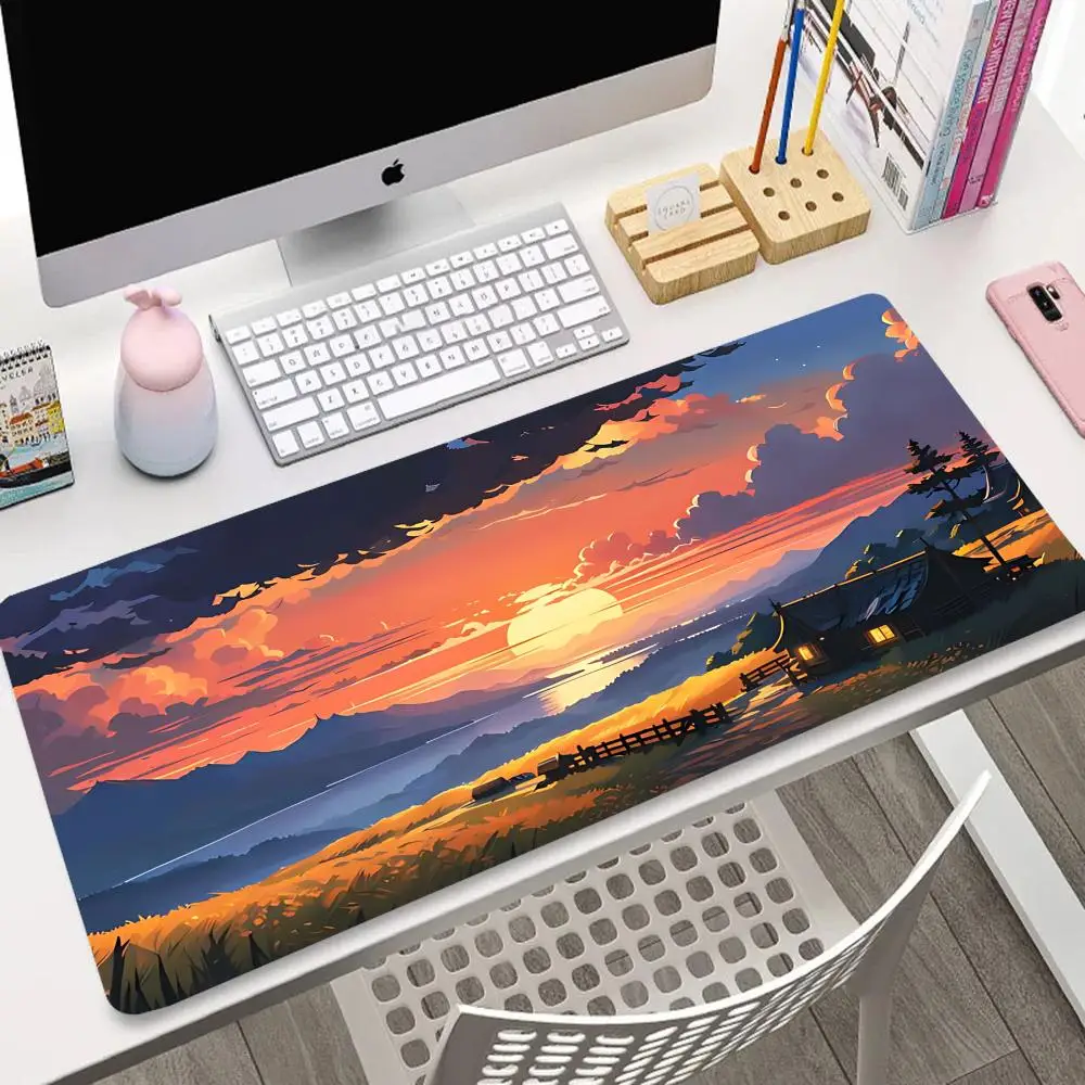 

Sunset view cabin mousepad Professional Gaming for Gaming Office Accessories Study with Stitched Edge Endless Gamer mats
