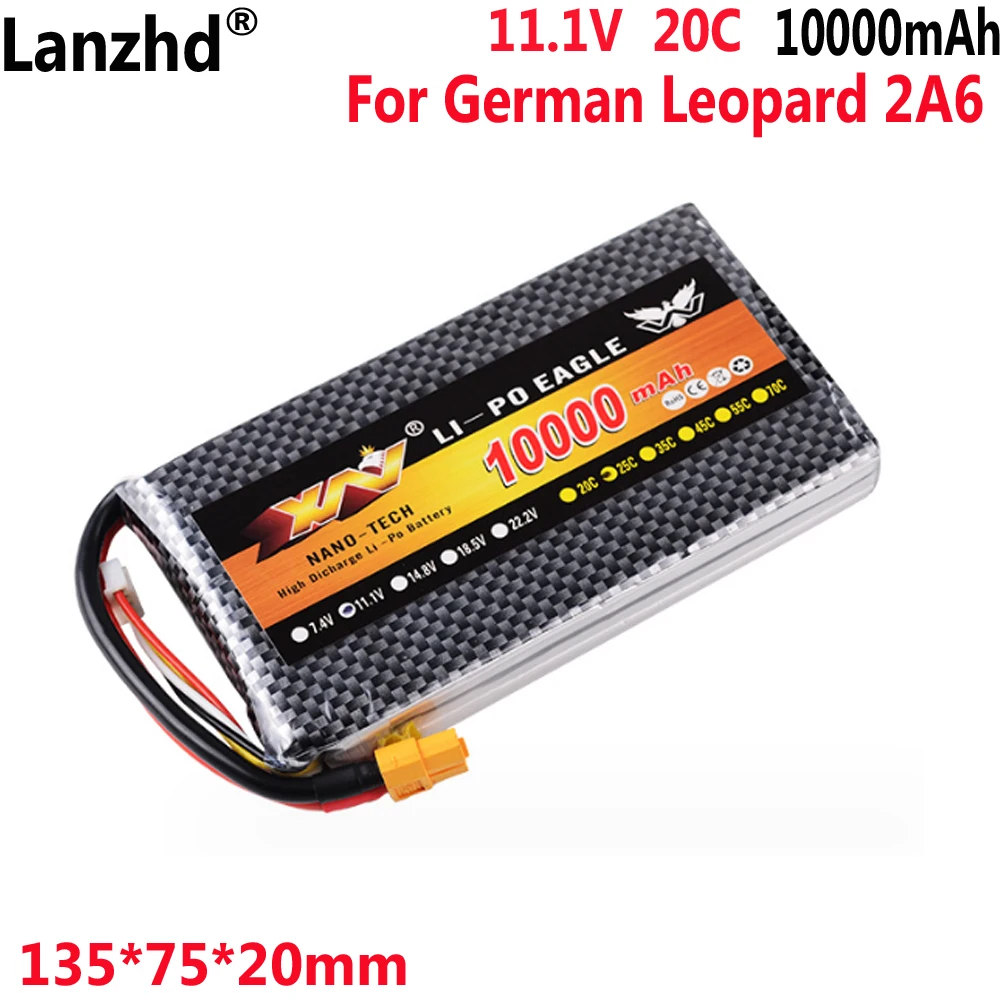 11.1V 20C 10000mAh battery For German Leopard 2a6 Remote Control Tank and USE for Remote Control Toy battery