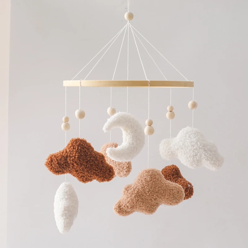 Baby Krippe Mobile Rassel Spielzeug Für 0-12 Monate Cartoon Filz Wald Tier Bett Glocke Hängen Holz Halterung Mobile newbaby Rassel Spielzeug – Detail 21
