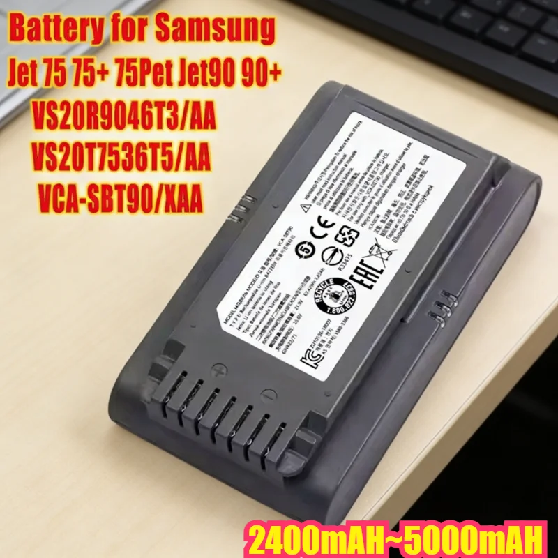 

5000mAh Lithium-ion Battery for Samsung Jet 90/Jet 75 Pet Jet 75 VCA-SBT90/XAA Vacuum Cleaner - Replacement Power Pack