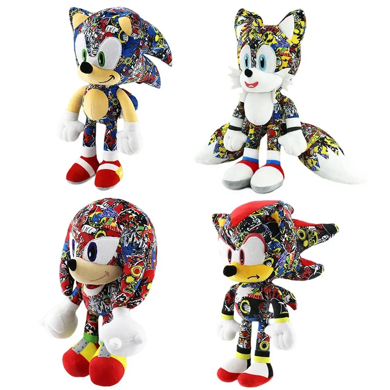 Super Sonic The Hedgehog Mephiles Soft Stuffed Plush Printed style Doll Game Anime Tails Home Decor Pendent Plushie Kids Toys