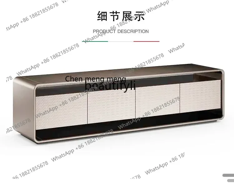 P178 Italian-Style Light Luxury TV Cabinet Post-Modern Minimalist Living Room Locker Designer Style Stainless Steel Floor Cabine