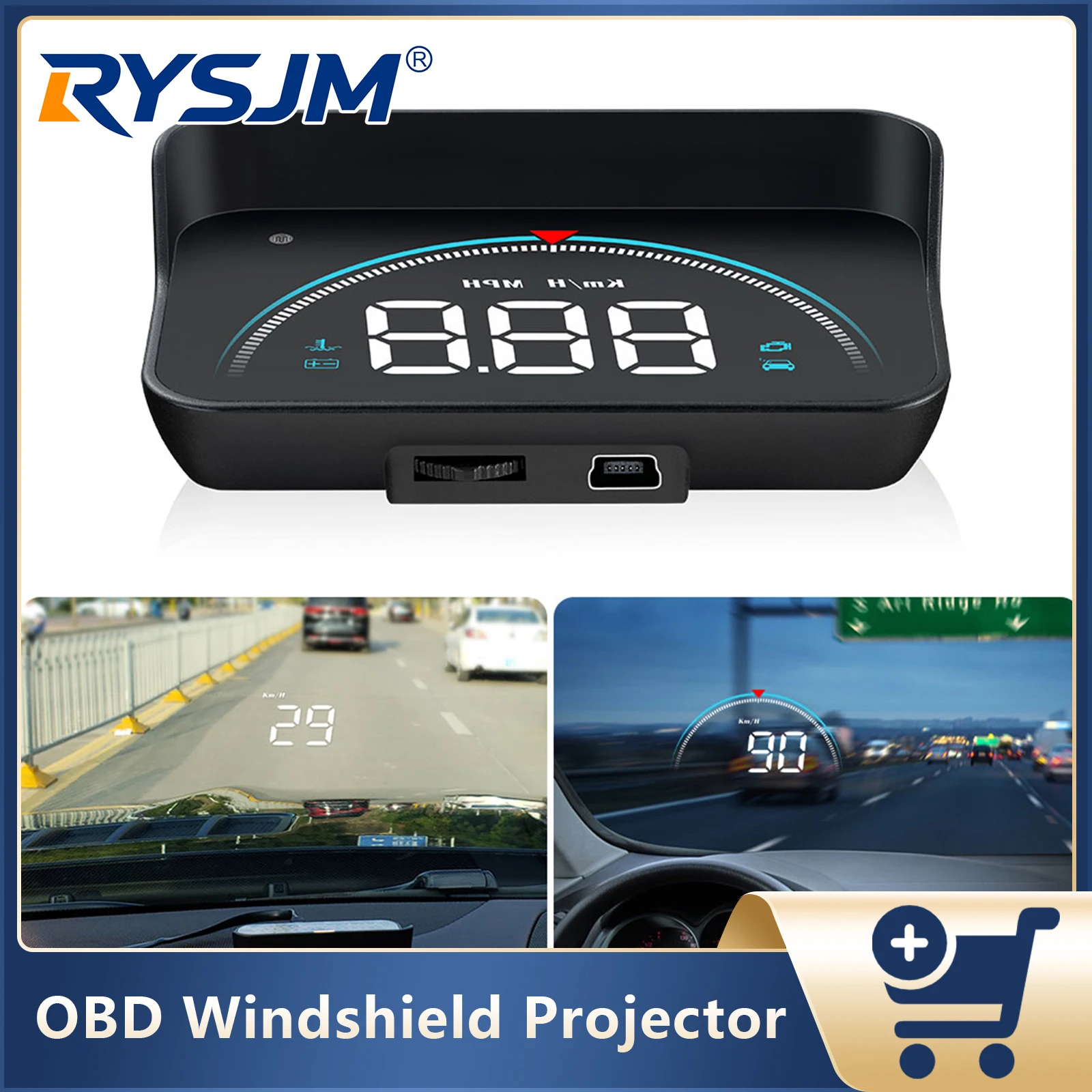 M8 Digital Car OBD Head UP Display Auto Car Windshield Projector Speedometer with Alarm Water Temperature Meter Auto Acessories