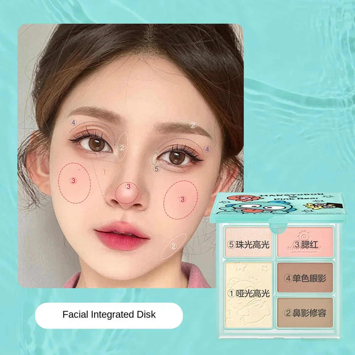 Pinkbear Eyeshadow Blush Face Complexion Palette Lasting Makeup Face Palette Highlighter Concealer Blushes  9.5G