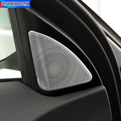 Car Door A Pillar Speaker Audio Decoration Cover Sticker Trim For Audi A4 B8 2009-2016 Stainless Steel Interior Accessory Decals
