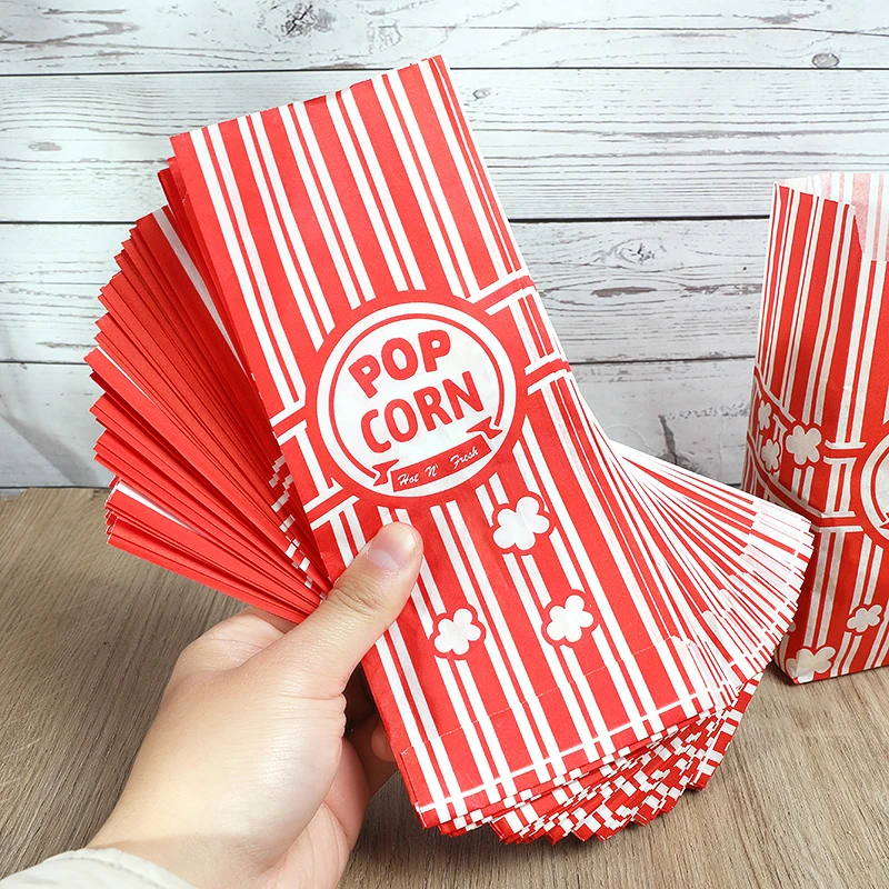20/50 قطعة أكياس الفشار الخدمات الفردية ورقة الفشار الغذاء حقيبة حفل زفاف الفشار بار وجبة خفيفة هدية حزم الفيلم اللوازم الليلية