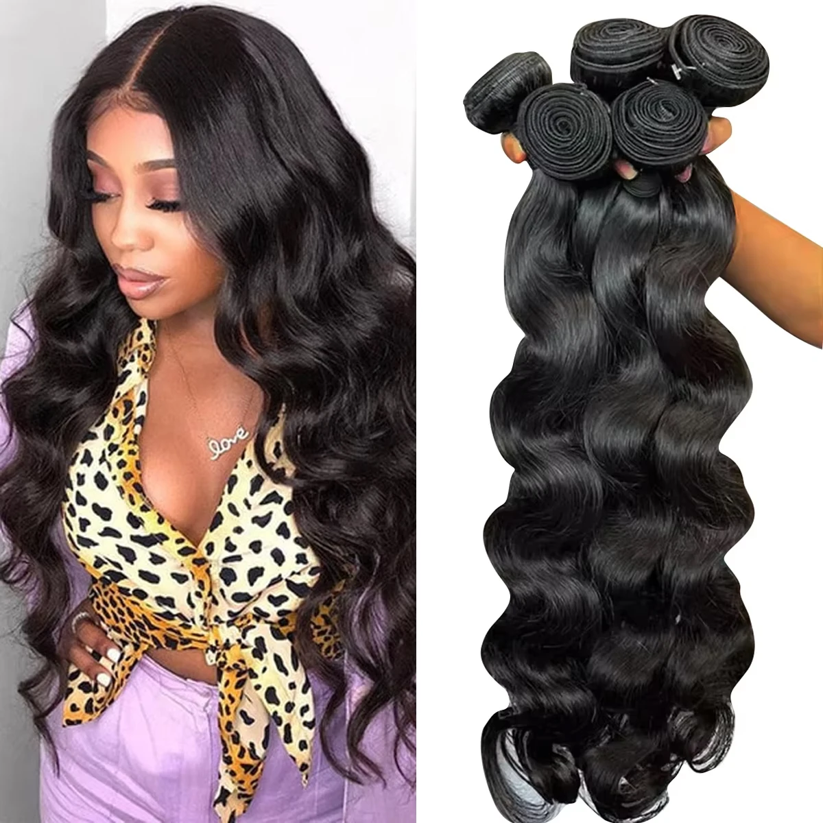 12A brésilien 28 pouces corps vague paquets 100% non transformés vierge cheveux vague de corps 4 paquets cheveux humains armure faisceaux avec des cheveux de bébé