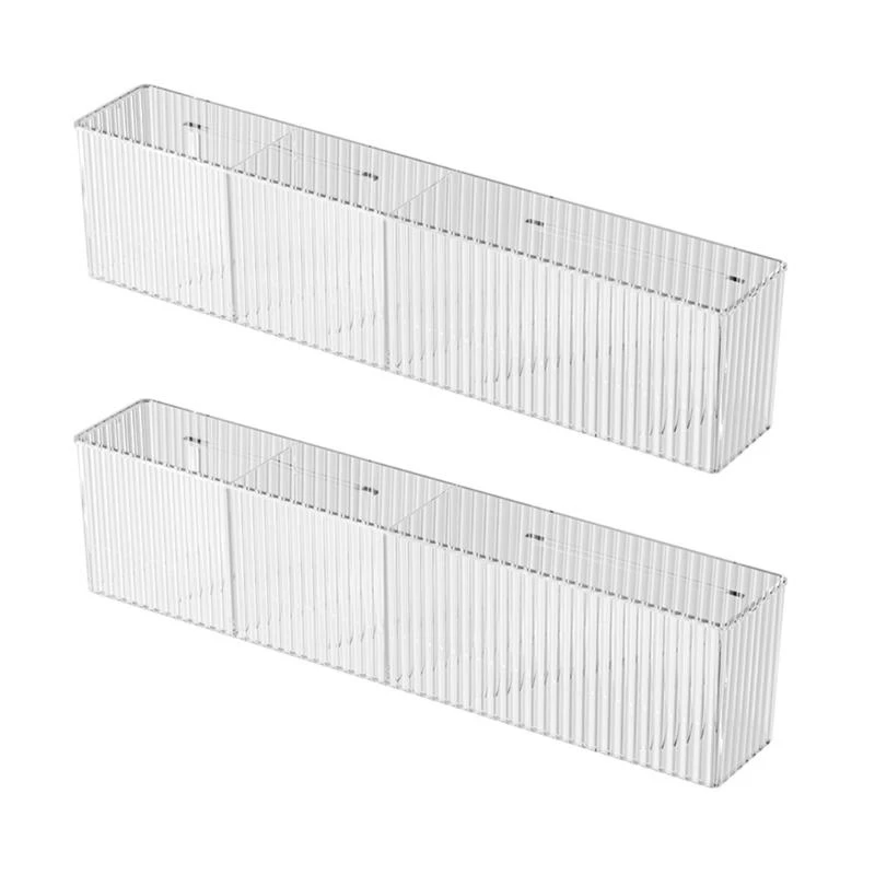 

2pcs Clear Acrylic Bathroom Wall Mount Storage Bins for Narrow Space A2BB