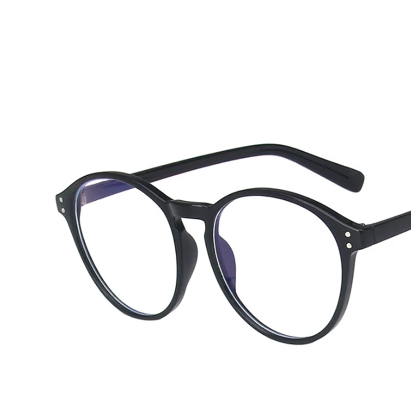 إطار نظارات دائري بدون إطار بلون شاي الحليب نمط جديد طبيعي كبير الوجه عدسة مسطحة إطار نظارات عصري للجنسين #3