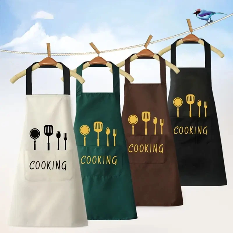 Cute Sleeveless Kitchen Apron, Waterproof Oilproof Smock, Household Cooking Cleaning Tool For Catering Waiter Daily Use
