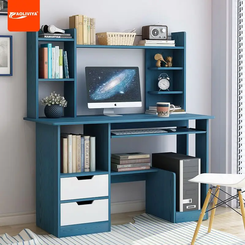 AOLIVIYA Simple Bedroom Computer Desktop Table Home with Bookshelf Desk Combination Simple Student Rental Office Writing Desk