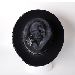 Black Punk Cowboy Cap Unisex Adult Harvester of Sorrow Conical Skull Hat Halloween Carnival Party Accessories