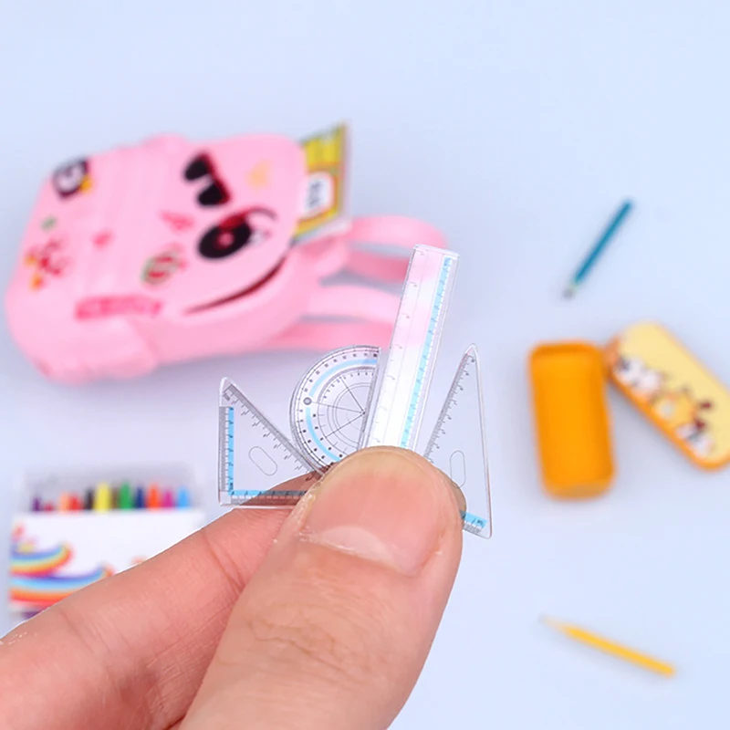 1:12 Dollhouse Mini Notebook Crayons Ruler Dollhouse Simulation Stationery Model Dolls House Decor Accessories