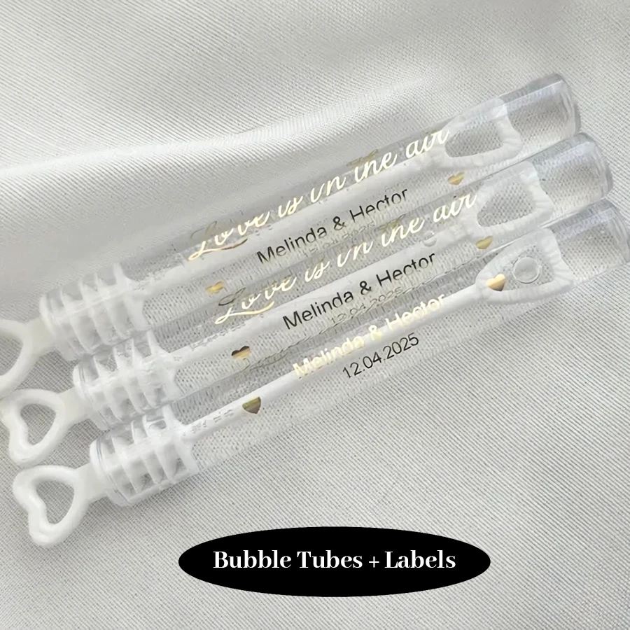 

Bubble Weddings Tubes and Personalized Bubble Label Set, Gold Foil Transparent Stickers Label Mini Bubble Tube EMPTY BUBBLE TUBE