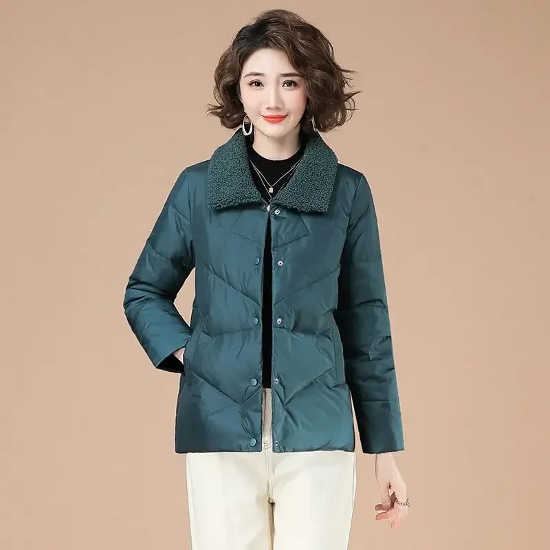 Cropped Thick Padding Quilted Padded Woman Coat Jackets For Women Brown Duck Down Short Winter Chic Point Hot Youthful Clothes