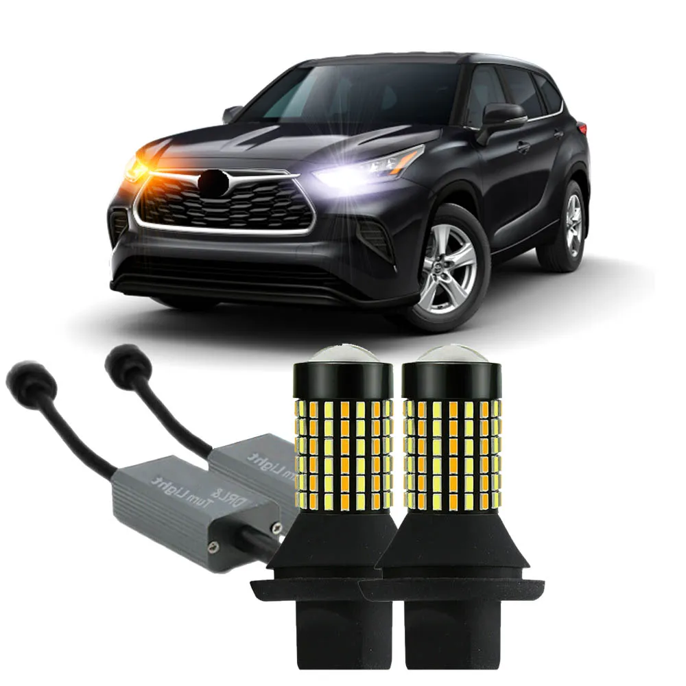 

2Pc Switchback LED Bulb For Toyota Highlander For Highlander Hybrid 2014-2025 Yellow Turn Signal + White Drl Daytime Running