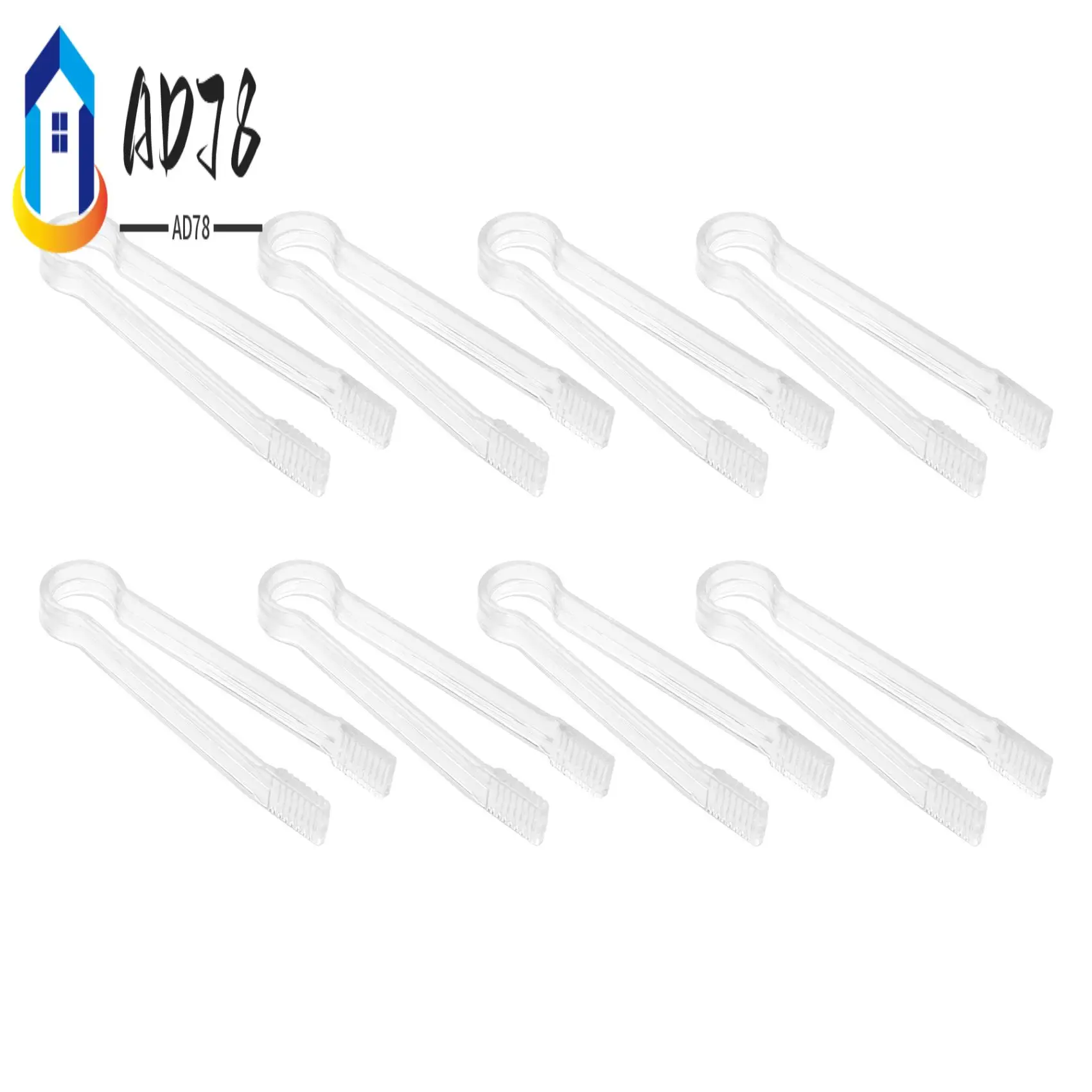 

AD78-8 Pcs Plastic Buffet Serving Tongs Mini Serving Utensil Tongs Appetizers Tongs Clear Kitchen Tongs 6.3 Inch Small Ice