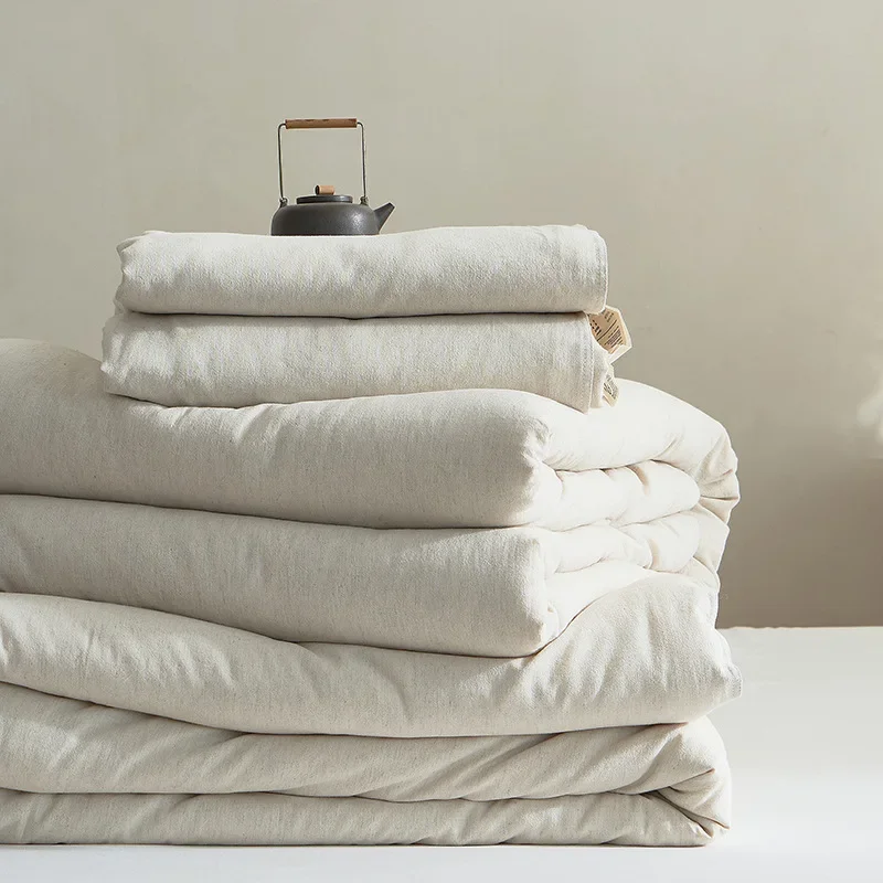 Couple Bed Quilt Summer Plain Solid Cotton Linen Soybean Protein Quilt Comforter Double Bed King Size Quilts Duvets Blankets