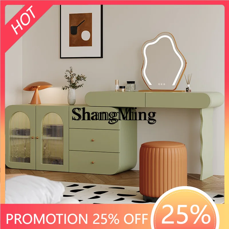 

SM wind solid wood dresser simple household bedroom makeup table telescopic integrated makeup table chest