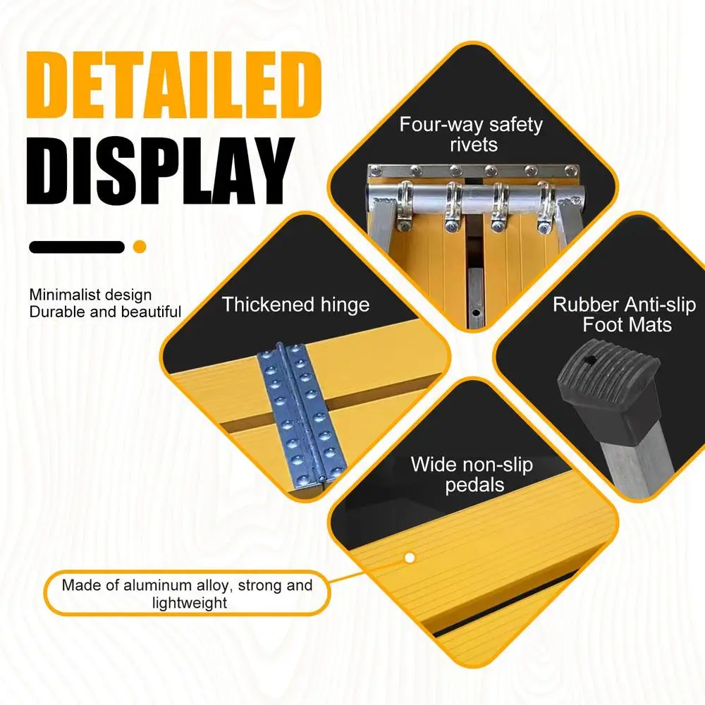 Panel de aleación de aluminio, plataforma de trabajo, altura ajustable, escalera plegable, pintura de paneles de yeso, Stoo 800, capacidad de carga 800 libras