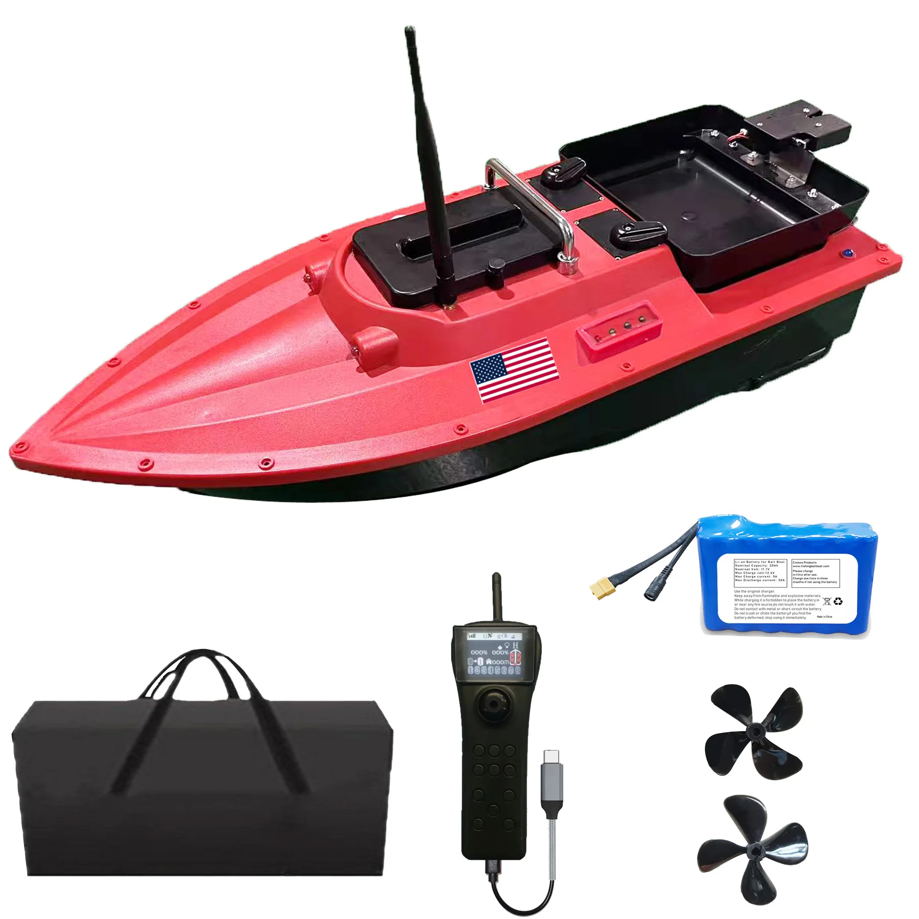 S70 12V 20A High Speed Waterproof 9.8 km/h Remote Control Surfer Bait Boat Remote Control Carp Bait Boat
