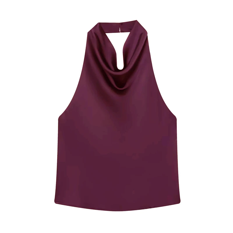 MUJER 2025 Halter Tops voor Vrouwen Zwart Satijn Backless Top Vrouwelijke Roze Zomer Strand Top Vrouw off Schouder Hemdje Top Vrouwen