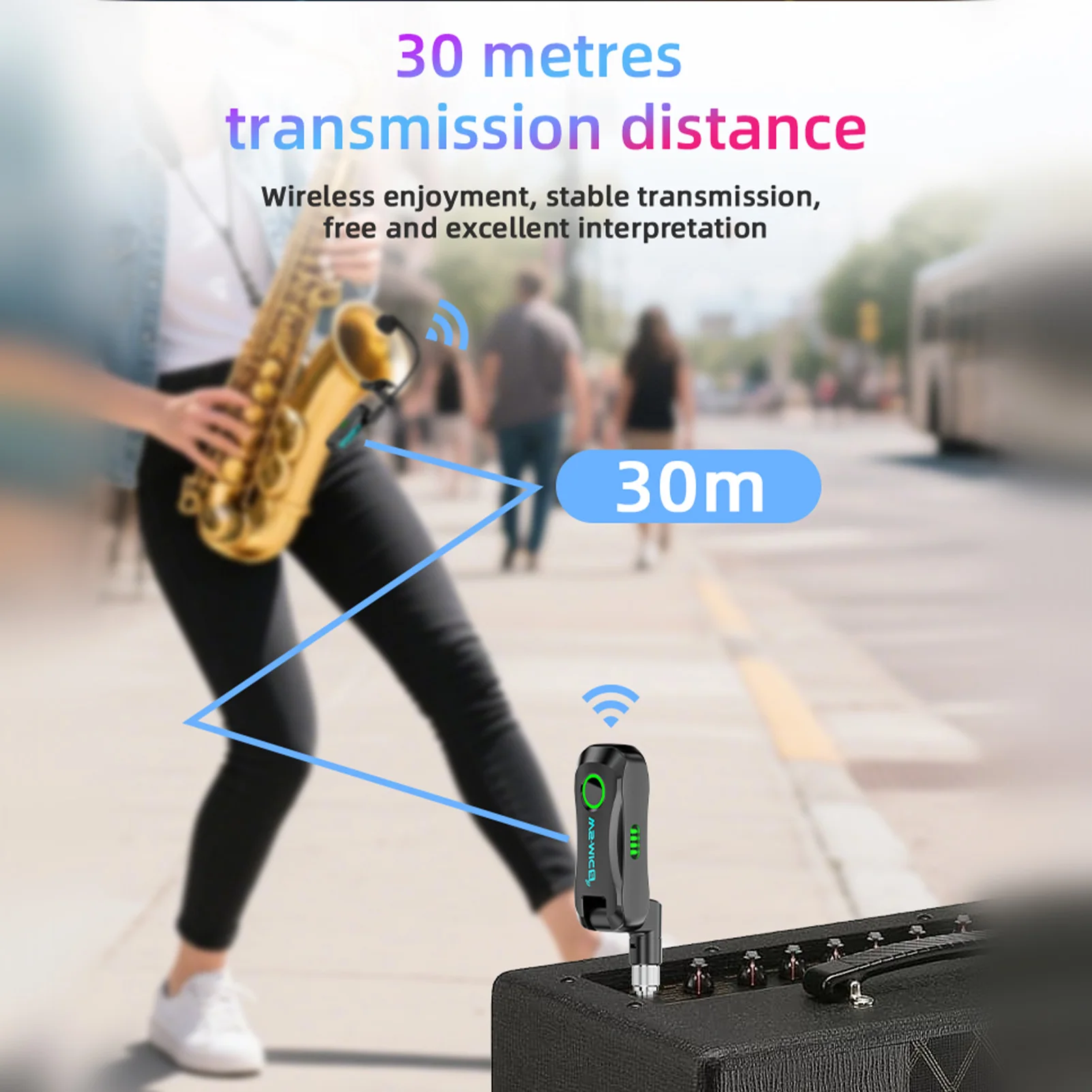 2.4G Wireless Musical Instrument Microphone Sax Mic Auto Pairing Low Latency 360 Degree Adjustable Clip for Sax Flute Clarinet view 3