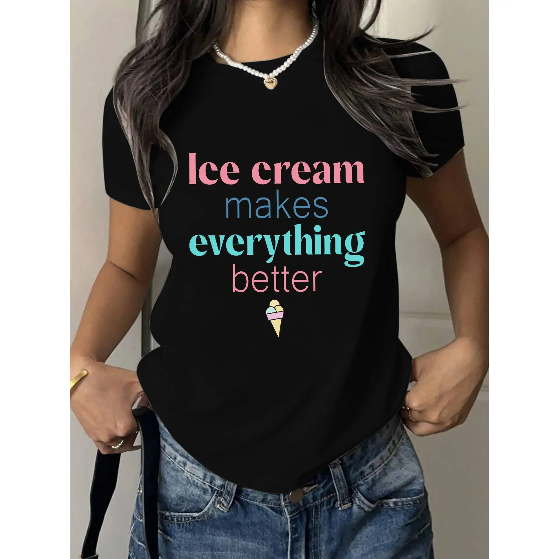 

Uplifting Ice - Cream Themed T - Shirt With Positive Slogan