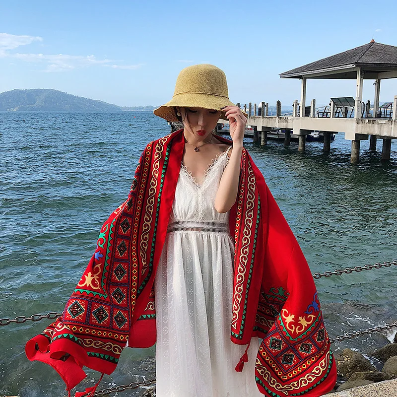Beach Scarf Sunscreen shawl Designer Hair Print Head Large Handkerchief Shawl Women bandanna foulard muffler wrap wholesale