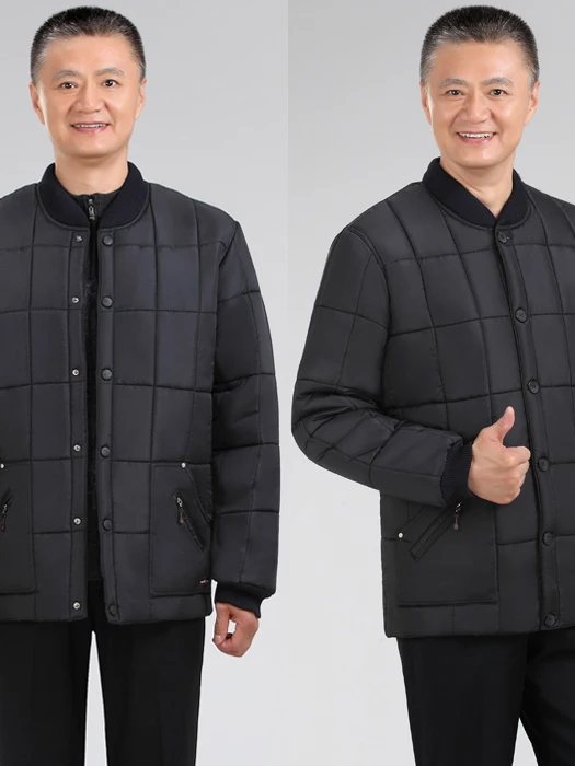 

plus Size Thiened Cotton Jaet for ly Men Home Wear Button up Sle Youthful ular Stand Fit No Brand Registered