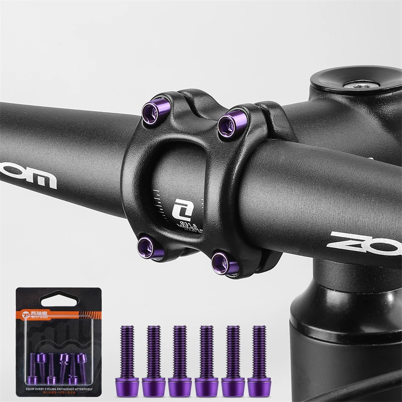 6pcs/set Bicycle Handlebar Screws M5 18mm Titanium Plated Colorful Stainless Steel MTB Road Bike Stem Bolts Cycling Parts