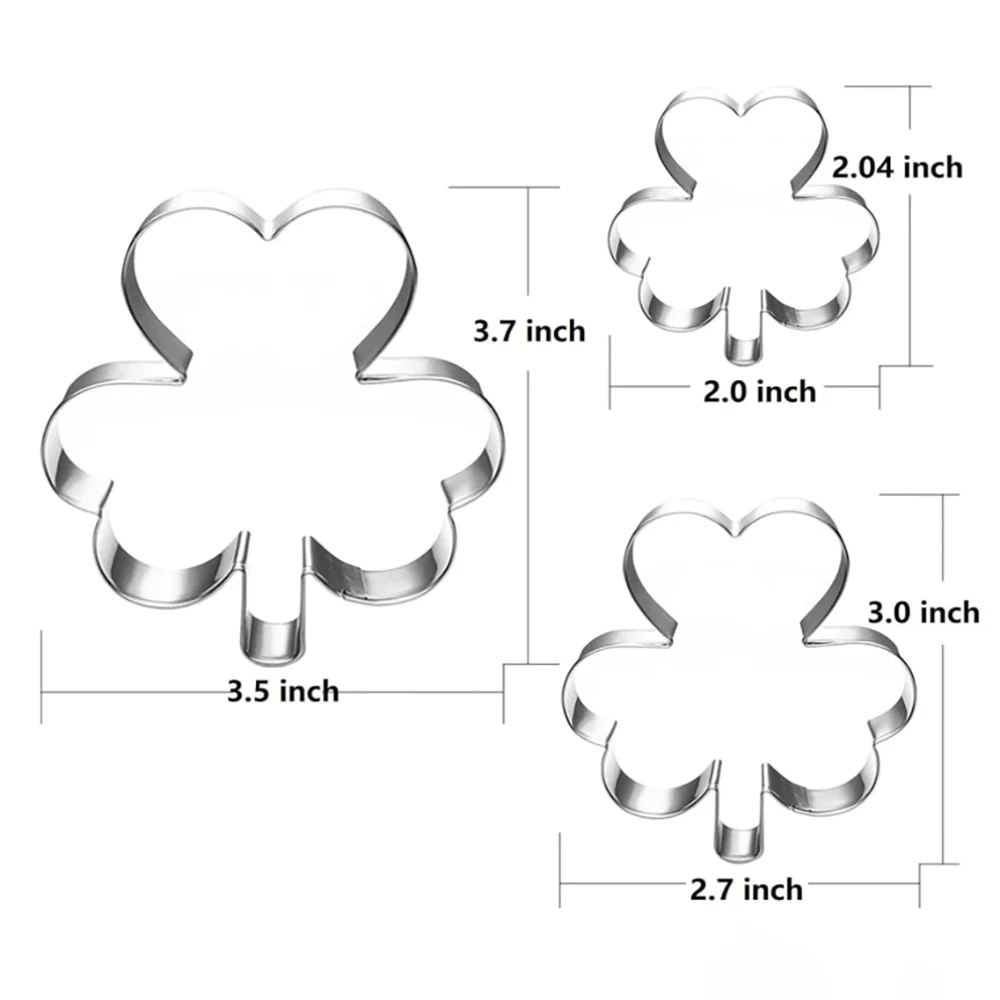 3Pcs Shamrock Cookie Cutter St. Patrick's Day Party Decorations Home Kitchen Cute Supplies Holiday Gifts for Baking Enthusiasts