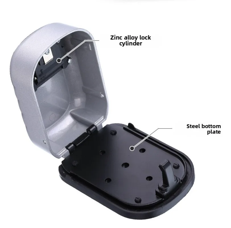 Modern Aluminum Key Box in Black and Silver, Password Key Holder Organizer with Minimalist Design for Home Security and Storage