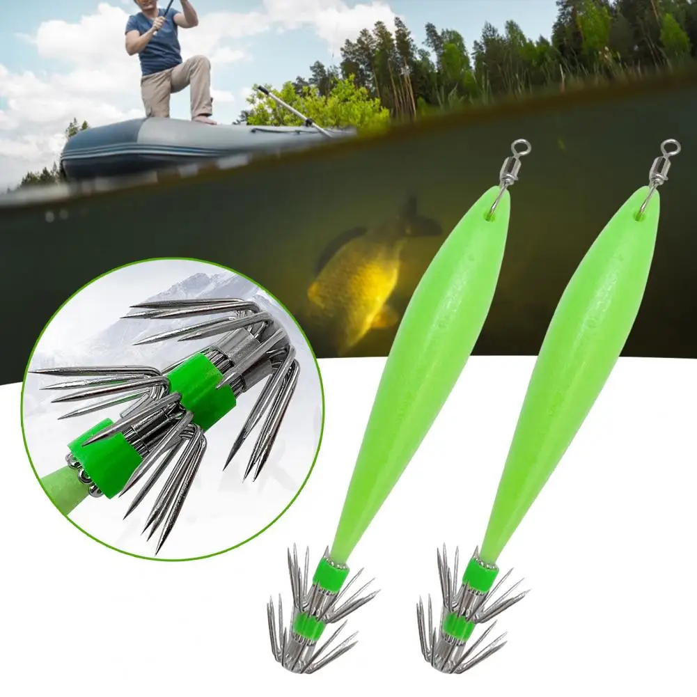 

10.3CM/9.6G Luminous Squid Jig Hook Glowing Double-layer Umbrella Hook Fluorescent Cuttlefish Sleeve Fishing Hook Squid Hooks