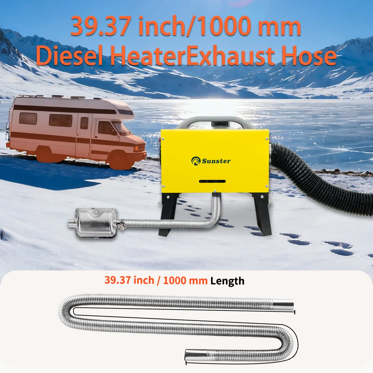 Autoheizungszubehör 2KW 5KW 8KW Abluftschlauch-Set, 1m/1,5m/2m/3m Dieselheizung Flexibles Abluftrohr Diesel für Auto LKW Wohnmobil – Detail 1