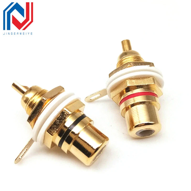 10pcs/lot Panel Mount Gold Plated RCA Female Plug Jack Audio Socket Amplifier Chassis Phono Connector With Nut Solder Cup - Image 5