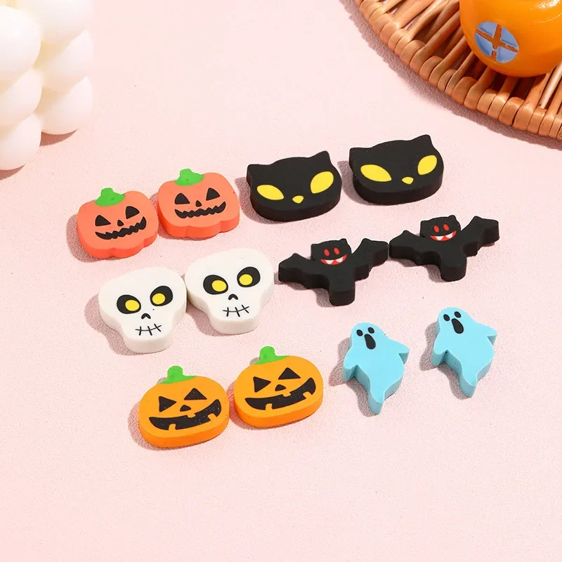 24Pcs/set Halloween Eraser Cartoon Bat Skeleton Cat Elf Pumpkin Stationery Prizes Gifts Eraser School Supplies