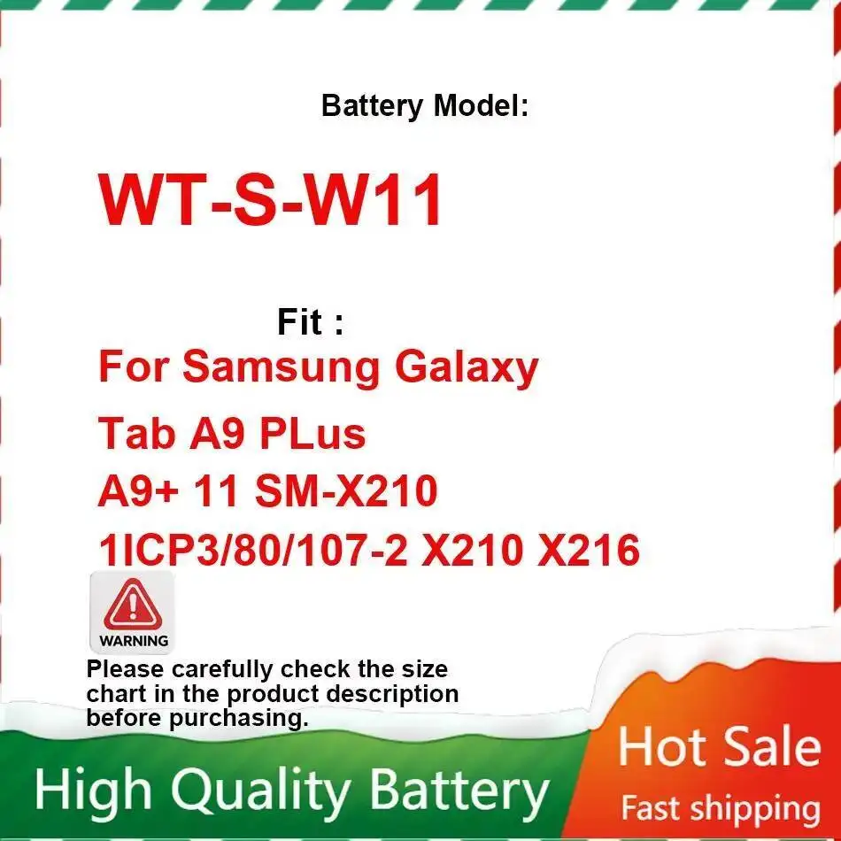 WT-S-W11 بطارية الجهاز اللوحي 7040Mah جودة عالية لسامسونج غالاكسي تاب A9 زائد A9 + 11 SM-X210 1ICP3 80 107-2 X210 X216