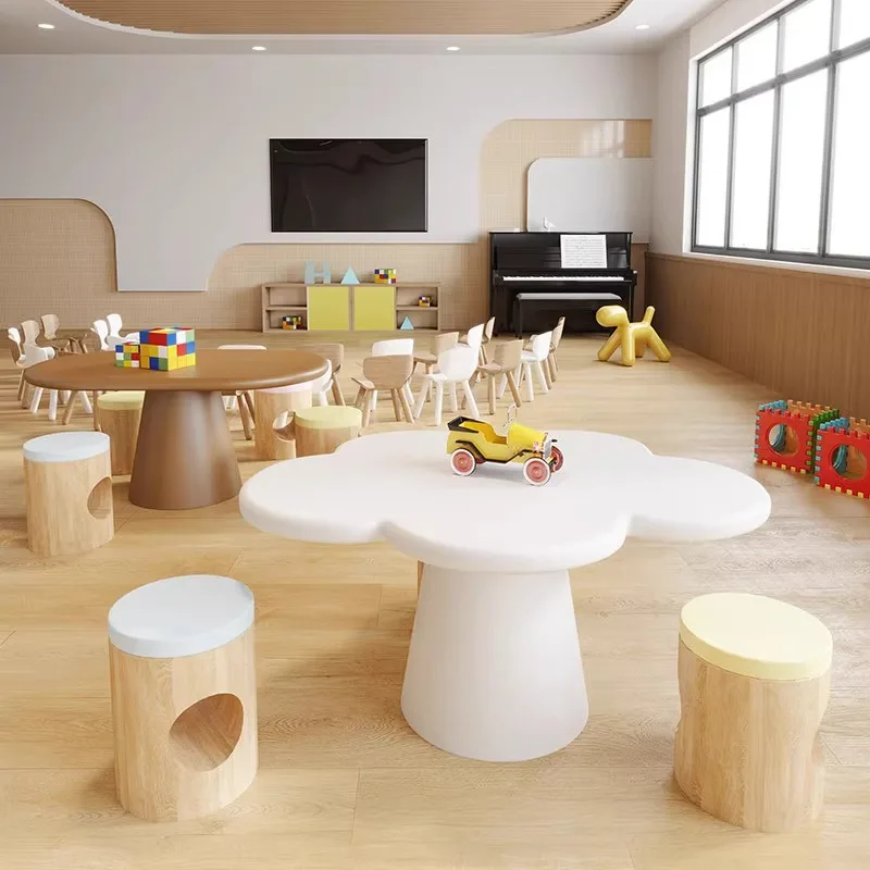 Table and chair set, kindergarten toy table, baby study table, Nordic irregular cloud coffee table view 3