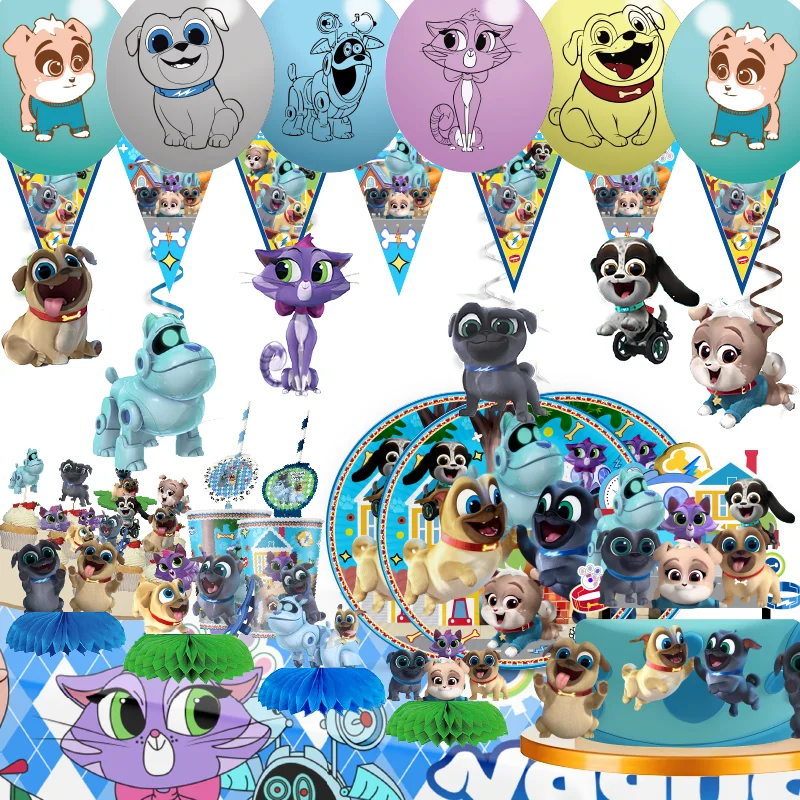 

puppy dog pals theme funny birthday party decorations kids boy balloon banner cup backdrop cake supplies banner for baby shower