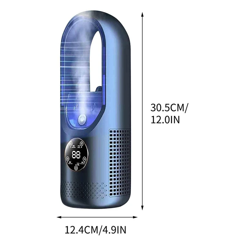 Ventilador sem lâmina ventilador elétrico dormitório doméstico ventilador de refrigeração spray ventilador de mesa refrigerado a água fácil instalação fácil de usar azul