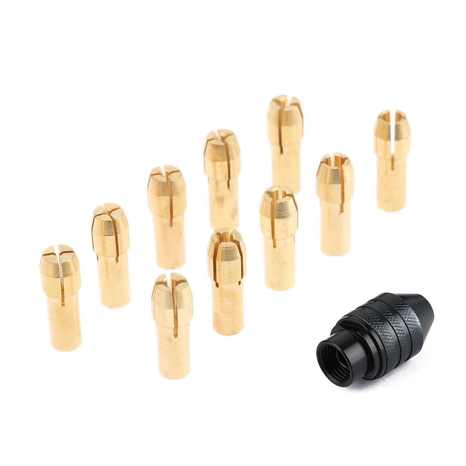 Mandrino per pinza in ottone da 11 pezzi mandrino per trapano da 0.5-3.2mm gambo da 4.3mm + 7*0.75 a coda lunga mandrino senza chiave multiplo Dremel accessori per utensili rotanti