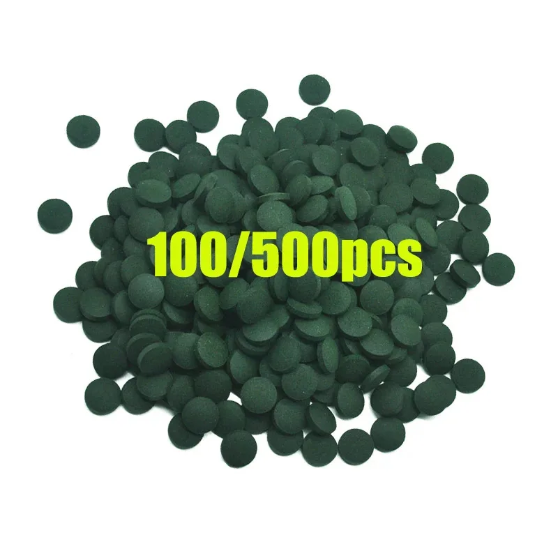 100/200/500Pcs High Purity Spirulina Tablets Spiral Seaweed Enrichment Favorite Pets Food Crystal Red Shrimp Fish Food Aquarium
