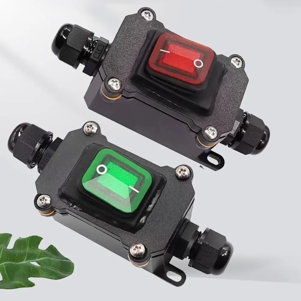 Heavy Duty 110V-220V Inline Power Cord Switch 12V-24V 30A Marine Rocker Switch Waterproof IP67 Junction Box