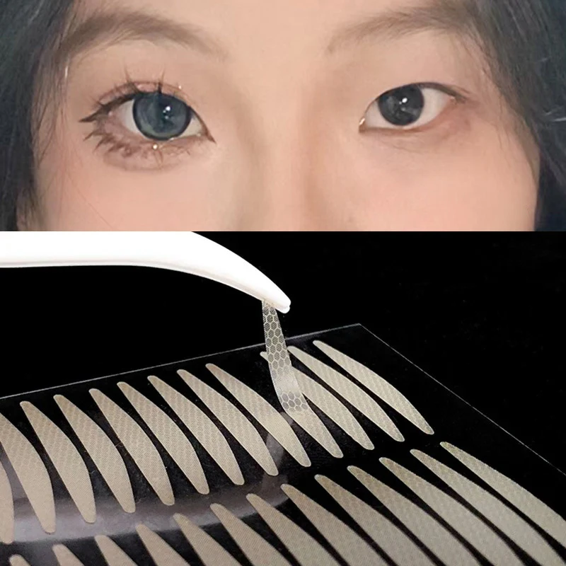 เทปติดตาสองชั้น 5 แผ่น แบบพับได้ สติ๊กเกอร์ยกเปลือกตา ติดเองได้ ลายลูกไม้ แถบติดเปลือกตาแบบธรรมชาติ มองไม่เห็น ติดทนนาน อุปกรณ์แต่งหน้า